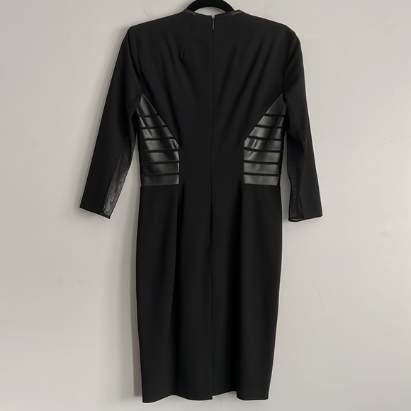 New VTG Rachel Roy Wool Leather Signature Stretch Sheath Black Mini Dress 6 M - Picture 11 of 17